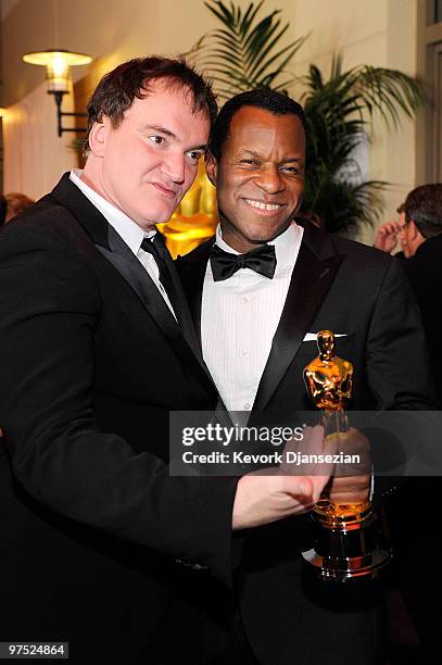 Quentin Tarantino and writer Geoffrey Fletcher, winner of Best Adapted Screenplay for "Precious: Based on the Novel 'Push' by Sapphire," attend the...