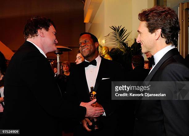 Writer Quentin Tarantino, writer Geoffrey Fletcher, winner of Best Adapted Screenplay for "Precious: Based on the Novel 'Push' by Sapphire," and...