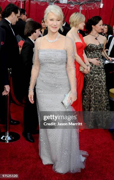 Actress Helen Mirren arrives at the 82nd Annual Academy Awards held at Kodak Theatre on March 7, 2010 in Hollywood, California.