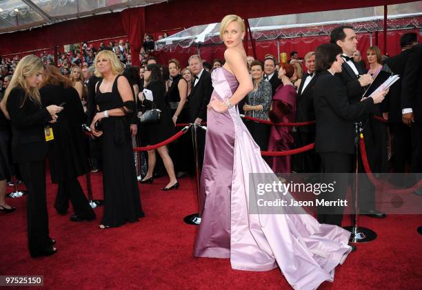 Actress Charlize Theron arrives at the 82nd Annual Academy Awards held at Kodak Theatre on March 7, 2010 in Hollywood, California.