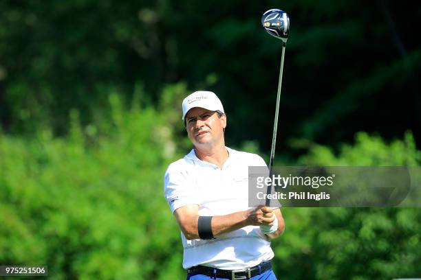 Miguel Angel Martin of Spain in action during the first round of the 2018 Senior Italian Open presented by Villaverde Resort played at Golf Club...