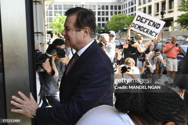 Paul Manafort arrives for a hearing at US District Court on June 15, 2018 in Washington, DC. Manafort faces charges including conspiracy to launder...