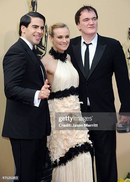 Director Eli Roth, actress Diane Kruger and Quentin Tarantino arrive at the 82nd Annual Academy Awards held at Kodak Theatre on March 7, 2010 in...