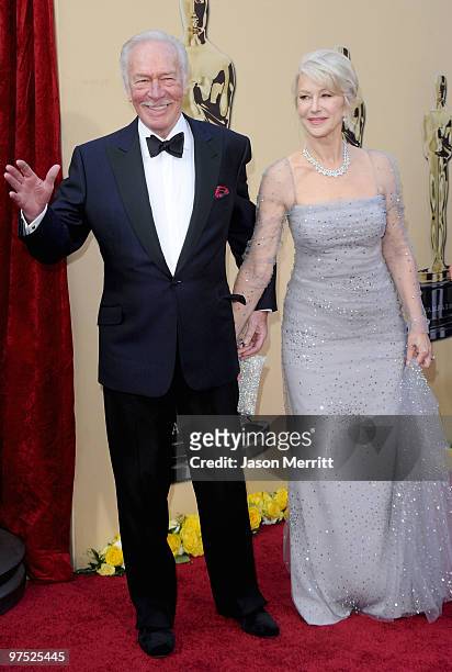 Actress Helen Mirren and actor Christopher Plummer arrives at the 82nd Annual Academy Awards held at Kodak Theatre on March 7, 2010 in Hollywood,...