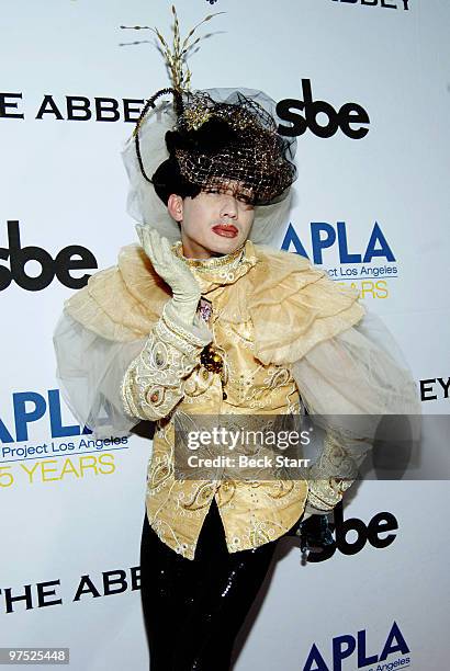 Hollywood designer Bobby Trendy arrives at "The Envelope Please" Oscar viewing party at The Abbey on March 7, 2010 in West Hollywood, California.