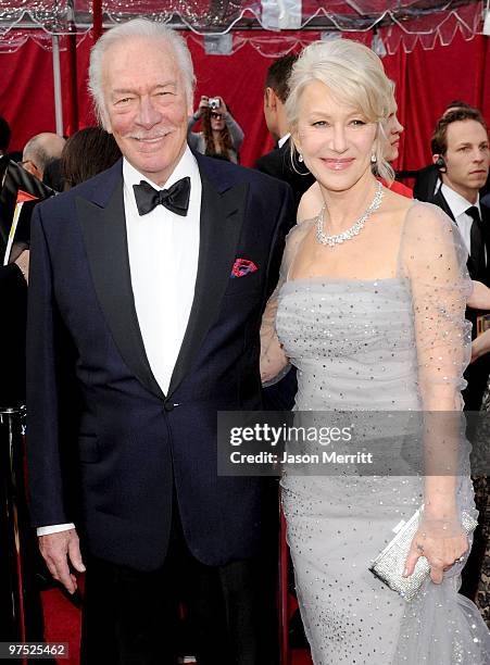 Actress Helen Mirren and actor Christopher Plummer arrives at the 82nd Annual Academy Awards held at Kodak Theatre on March 7, 2010 in Hollywood,...