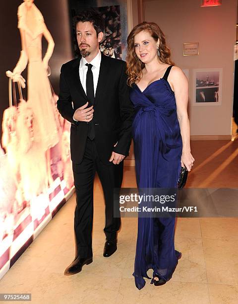 Darren Le Gallo and actress Amy Adams attend the 2010 Vanity Fair Oscar Party hosted by Graydon Carter at the Sunset Tower Hotel on March 7, 2010 in...