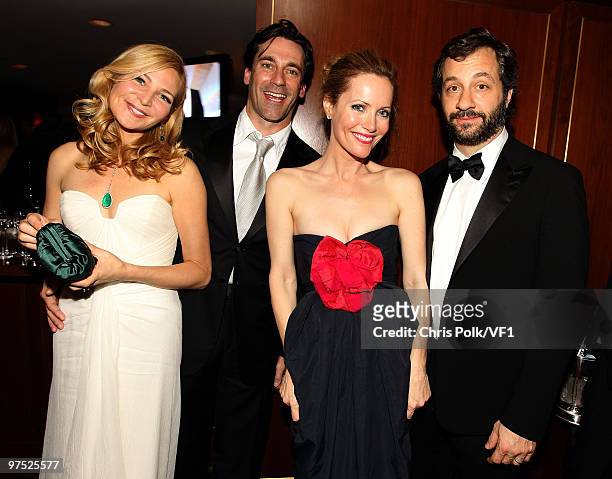 Actors Jennifer Westfeldt, Jon Hamm, Leslie Mann and director Judd Apatow attend the 2010 Vanity Fair Oscar Party hosted by Graydon Carter at the...