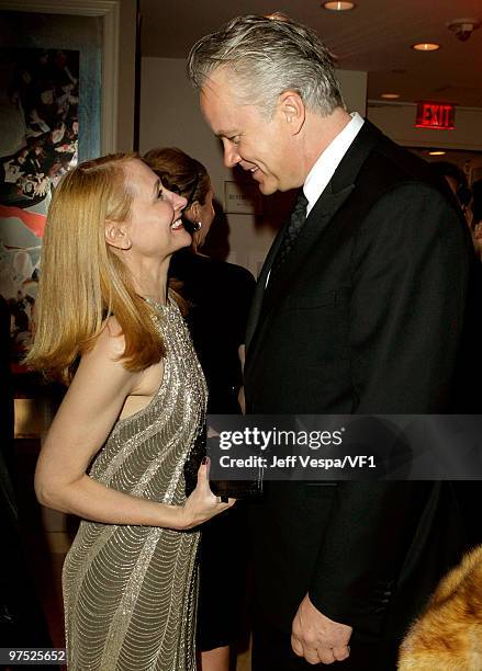 Actors Patricia Clarkson and Tim Robbins attend the 2010 Vanity Fair Oscar Party hosted by Graydon Carter at the Sunset Tower Hotel on March 7, 2010...