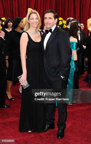Actor Steve Carell and wife Nancy Carell arrive at the 82nd Annual Academy Awards held at Kodak Theatre on March 7, 2010 in Hollywood, California.