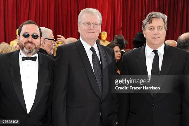 Sony Pictures Classics co-president Michael Barker, Sony CEO Sir Howard Stringer and Sony Pictures Classics co-president Tom Bernard arrive at the...