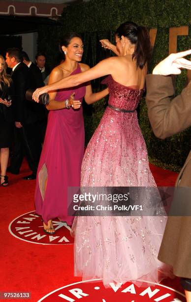 Actresses Rosario Dawson and Angie Harmon attend the 2010 Vanity Fair Oscar Party hosted by Graydon Carter at the Sunset Tower Hotel on March 7, 2010...