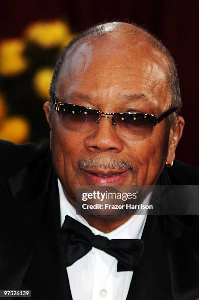 Producer Quincy Jones arrives at the 82nd Annual Academy Awards held at Kodak Theatre on March 7, 2010 in Hollywood, California.