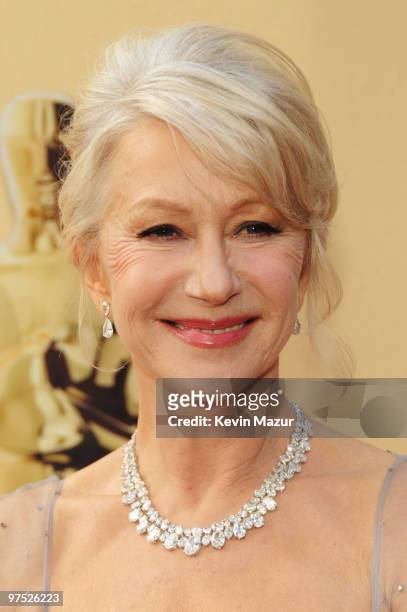 Actress Helen Mirren arrives at the 82nd Annual Academy Awards at the Kodak Theatre on March 7, 2010 in Hollywood, California.