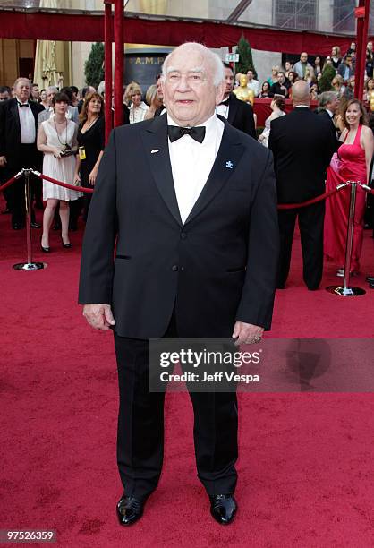 Actor Ed Asner arrives at the 82nd Annual Academy Awards held at the Kodak Theatre on March 7, 2010 in Hollywood, California.