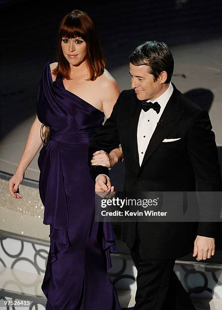 Actors Molly Ringwald and Matthew Broderick present onstage during the 82nd Annual Academy Awards held at Kodak Theatre on March 7, 2010 in...