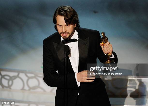 Screenwriter Mark Boal accepts Best Original Screenplay award for "The Hurt Locker" onstage during the 82nd Annual Academy Awards held at Kodak...
