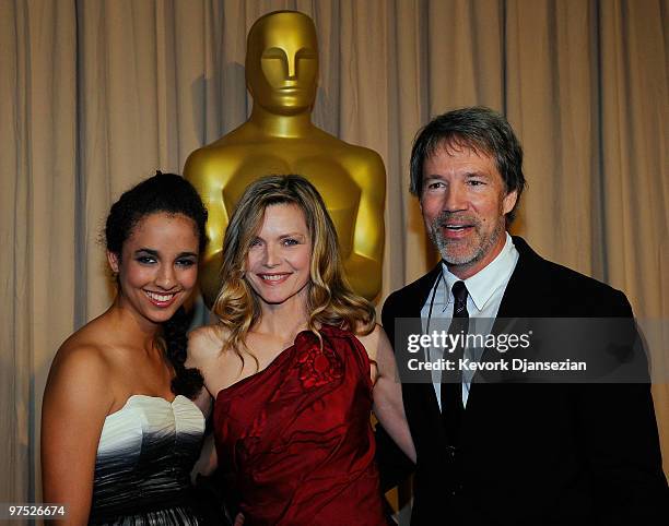 Claudia Rose, Michelle Pfeiffer and producer David E. Kelley arrive backstage at the 82nd Annual Academy Awards held at Kodak Theatre on March 7,...