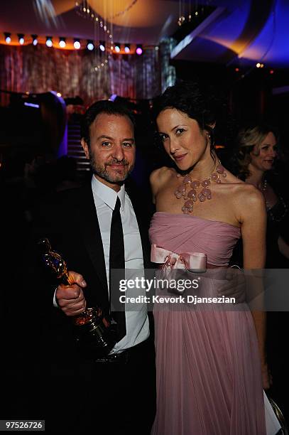 Producer Fisher Stevens and guest attend the 82nd Annual Academy Awards Governor's Ball held at Kodak Theatre on March 7, 2010 in Hollywood,...