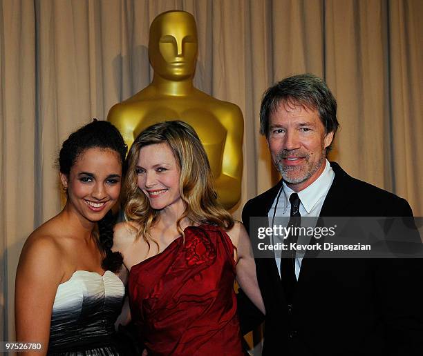 Claudia Rose, Michelle Pfeiffer and producer David E. Kelley arrive backstage at the 82nd Annual Academy Awards held at Kodak Theatre on March 7,...