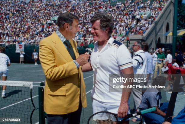 Forest Hills, NY Howard Cosell, Ted Kennedy appearing at the Robert F Kennedy Tennis Tournament.