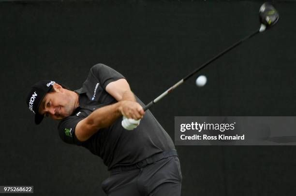 Keegan Bradley of the United States plays his shot from the fourth tee during the second round of the 2018 U.S. Open at Shinnecock Hills Golf Club on...