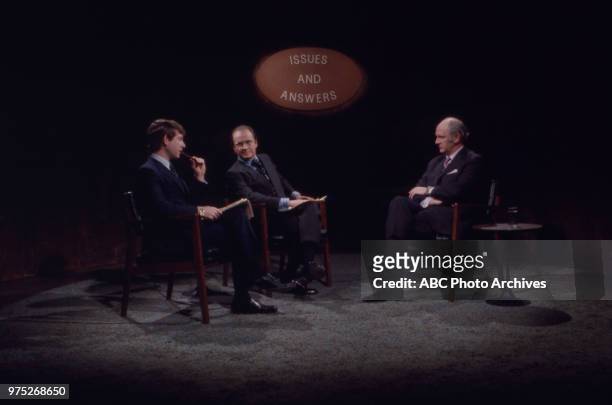 Ted Koppel, George Watson, President of Ireland Jack Lynch appearing on Disney General Entertainment Content via Getty Images's 'Issues and Answers'.