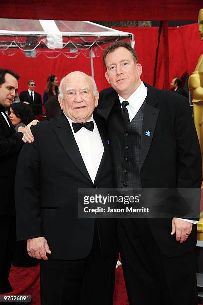 Actor Ed Asner and son Matthew Asner arrives at the 82nd Annual Academy Awards held at Kodak Theatre on March 7, 2010 in Hollywood, California.