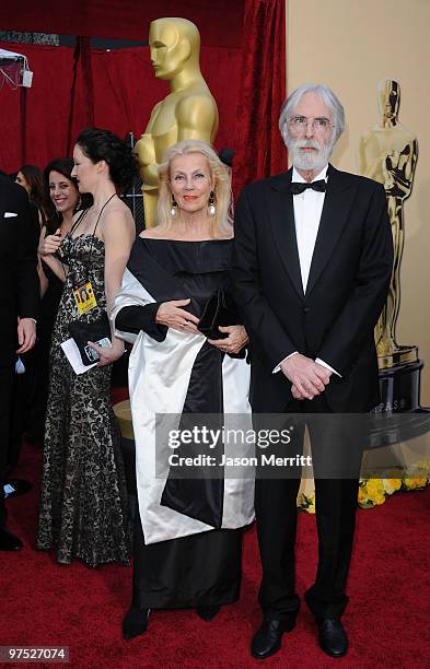 Director Michael Haneke and guest arrive at the 82nd Annual Academy Awards held at Kodak Theatre on March 7, 2010 in Hollywood, California.