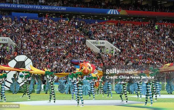 Performers are seen during the Opening Ceremony during the 2018 FIFA World Cup Russia group A match between Russia and Saudi Arabia at Luzhniki...