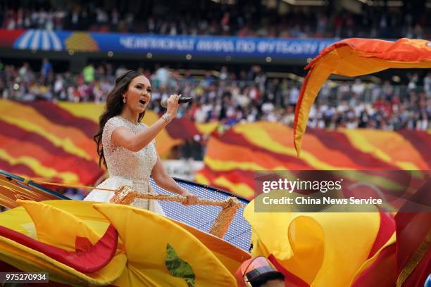 Aida Garifullina performs during the Opening Ceremony during the 2018 FIFA World Cup Russia group A match between Russia and Saudi Arabia at Luzhniki...