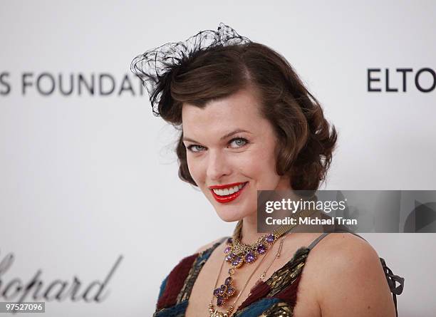 Milla Jovovich arrives to the 18th Annual Elton John AIDS Foundation Academy Awards Viewing Party held at Pacific Design Center on March 7, 2010 in...