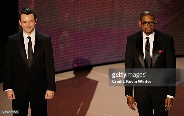 Actor Michael Sheen and actor Forest Whitaker present onstage during the 82nd Annual Academy Awards held at Kodak Theatre on March 7, 2010 in...