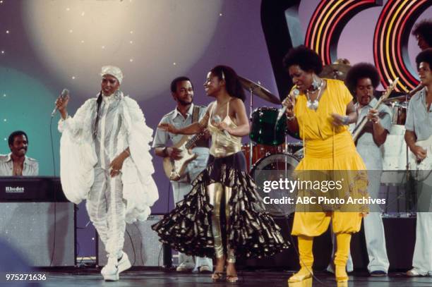 Nona Hendryx, Sarah Dash, Patti LaBelle, LaBelle performing on Disney General Entertainment Content via Getty Images's 'Cos'.