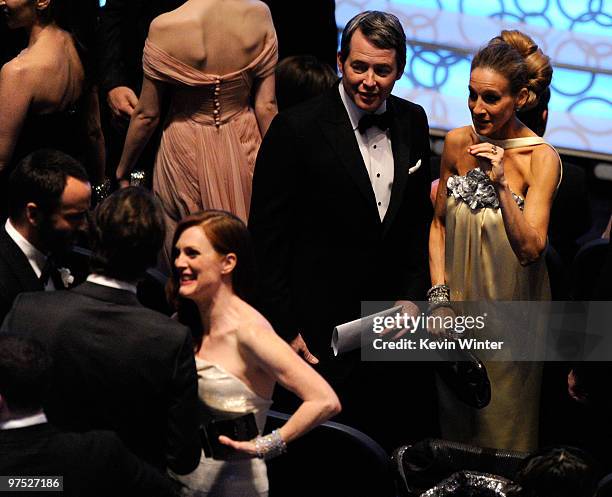 Director Tom Ford, actress Julianne Moore, actor Matthew Broderick and wife actress Sarah Jessica Parker in the audience during the 82nd Annual...