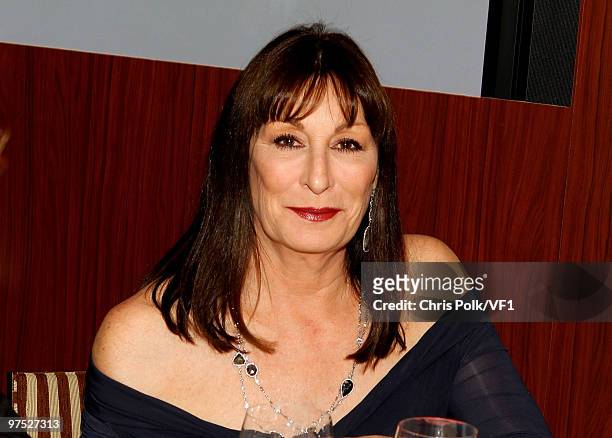 Actress Anjelica Huston attends the 2010 Vanity Fair Oscar Party hosted by Graydon Carter at the Sunset Tower Hotel on March 7, 2010 in West...