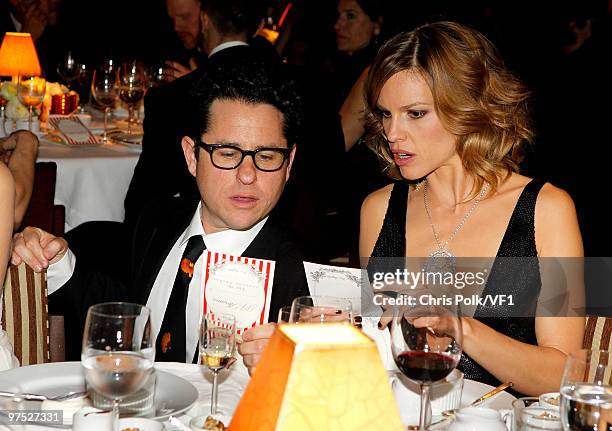 Director J.J. Abrams and actress Hilary Swank attend the 2010 Vanity Fair Oscar Party hosted by Graydon Carter at the Sunset Tower Hotel on March 7,...