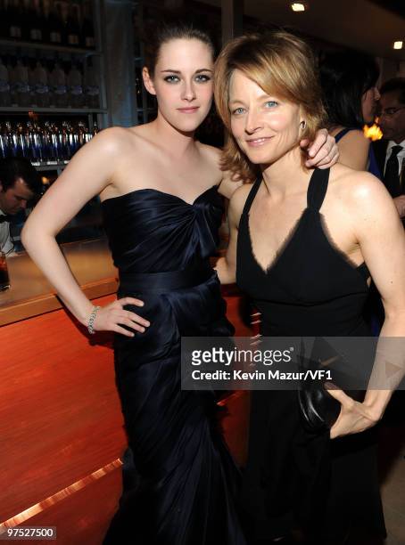 Actresses Kristen Stewart and Jodie Foster attend the 2010 Vanity Fair Oscar Party hosted by Graydon Carter at the Sunset Tower Hotel on March 7,...