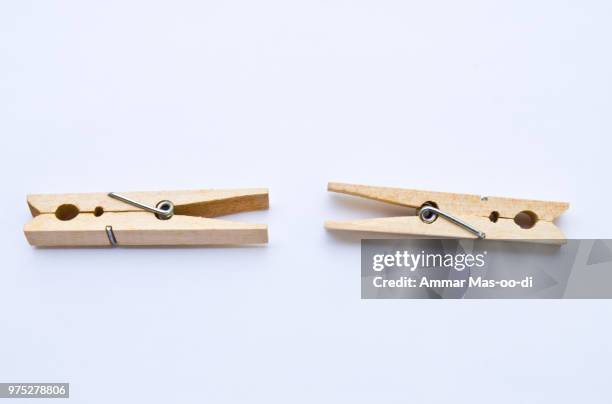 wooden clothes clips isolated on white back ground - tuning peg stock pictures, royalty-free photos & images