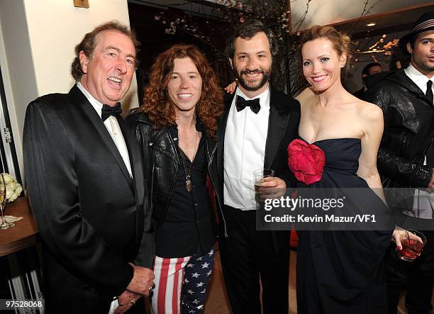 Actor Eric Idle, Olympic Gold Medalist Shaun White, director Judd Apatow and actress Leslie Mann attend the 2010 Vanity Fair Oscar Party hosted by...