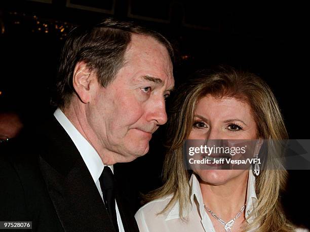 Personality Charlie Rose and journalist Arianna Huffington attend the 2010 Vanity Fair Oscar Party hosted by Graydon Carter at the Sunset Tower Hotel...