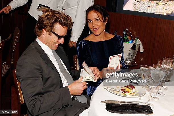 Actor Simon Baker and wife Rebecca Rigg attend the 2010 Vanity Fair Oscar Party hosted by Graydon Carter at the Sunset Tower Hotel on March 7, 2010...
