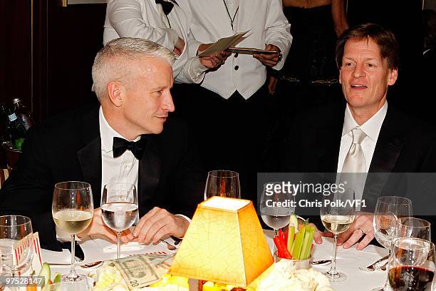 Journalist Anderson Cooper and Michael Lewis attend the 2010 Vanity Fair Oscar Party hosted by Graydon Carter at the Sunset Tower Hotel on March 7,...