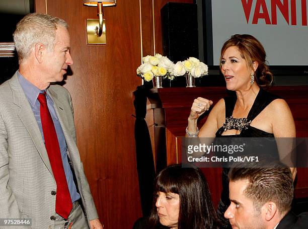Personality John McEnroe and Actress Rita Wilson attend the 2010 Vanity Fair Oscar Party hosted by Graydon Carter at the Sunset Tower Hotel on March...