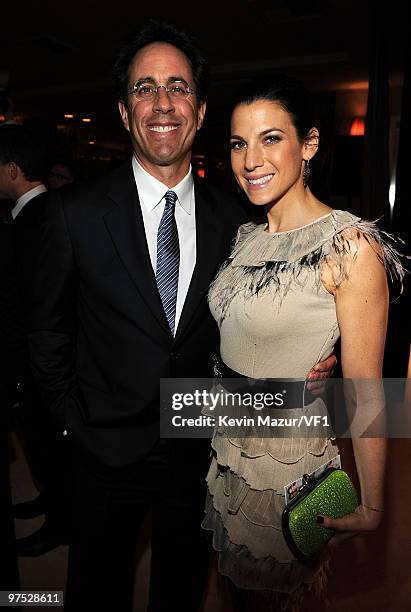 Actor Jerry Seinfeld and Jessica Seinfeld attend the 2010 Vanity Fair Oscar Party hosted by Graydon Carter at the Sunset Tower Hotel on March 7, 2010...