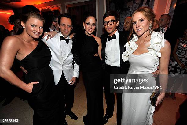 Jessica Simpson, Marc Anthony, Jennifer Lopez and Ken Paves attends the 2010 Vanity Fair Oscar Party hosted by Graydon Carter at the Sunset Tower...