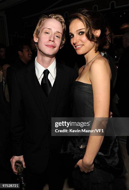 Actors Macaulay Culkin and Natalie Portman attend the 2010 Vanity Fair Oscar Party hosted by Graydon Carter at the Sunset Tower Hotel on March 7,...