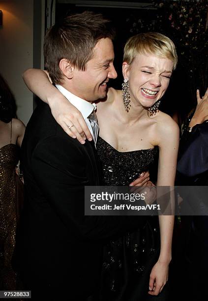 Actors Jeremy Renner and Carey Mulligan attend the 2010 Vanity Fair Oscar Party hosted by Graydon Carter at the Sunset Tower Hotel on March 7, 2010...