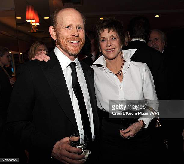 Director Ron Howard and actress Jane Fonda attend the 2010 Vanity Fair Oscar Party hosted by Graydon Carter at the Sunset Tower Hotel on March 7,...