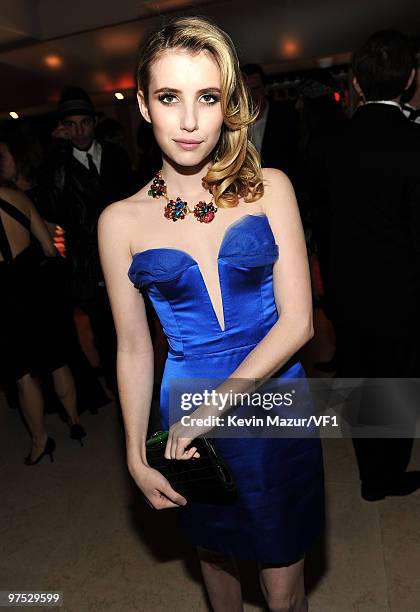 Emma Roberts attends the 2010 Vanity Fair Oscar Party hosted by Graydon Carter at the Sunset Tower Hotel on March 7, 2010 in West Hollywood,...